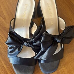 NWOB Jack Rogers Black silk satin Open Toe Slides womens size 10
